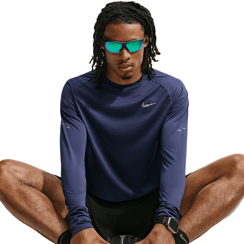 M's Stride Dri-Fit Adv Long-Sleeve Running Top Midnight Navy/Reflective Silv, view: 2