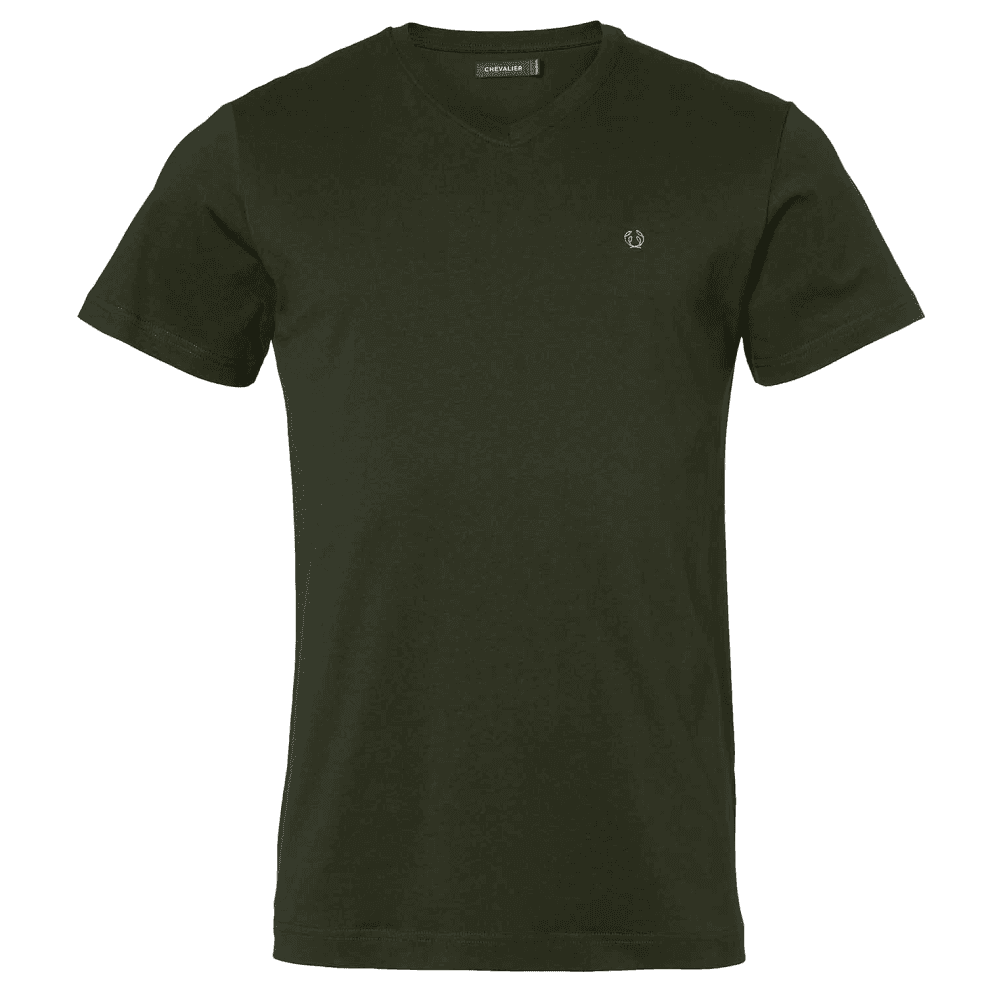 Chevalier 2P. V-Neck T-Shirt Men Dk Green/ Leather Brown, view: 2
