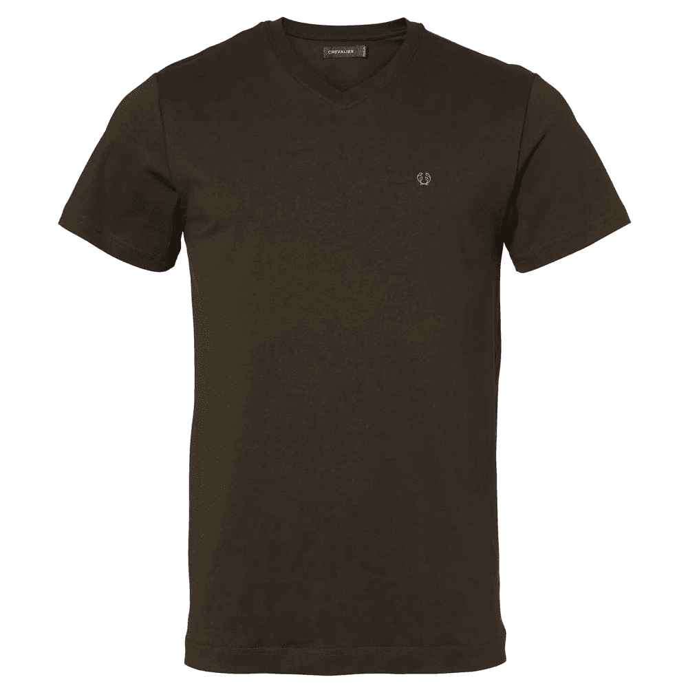 Chevalier 2P. V-Neck T-Shirt Men Dk Green/ Leather Brown, view: 1