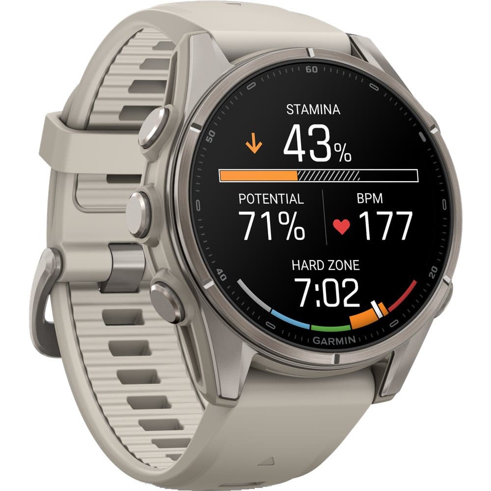 Fenix 9 43Mm Ti Smartwatch Titanium With Fog Gray Silicone Band, view: 4