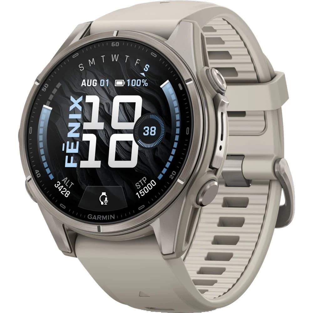 Fenix 9 43Mm Ti Smartwatch Titanium With Fog Gray Silicone Band, view: 0