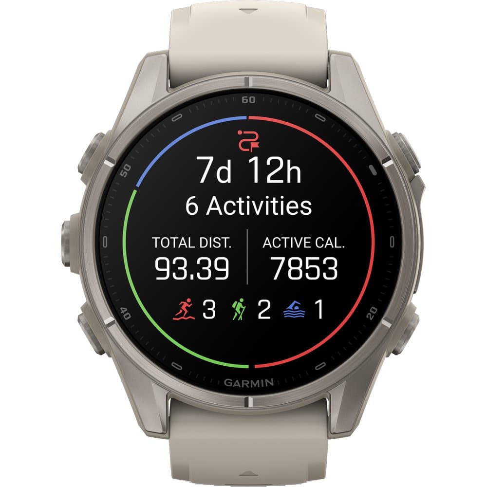 Fenix 9 43Mm Ti Smartwatch Titanium With Fog Gray Silicone Band, view: 3
