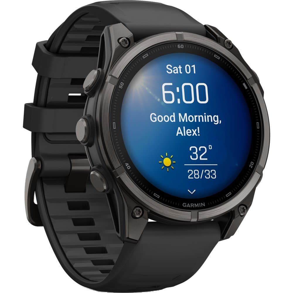 Fenix 9 47mm Dlc Smartwatch Carbon Gray Dlc Titanium With Black Silicone Band, view: 5