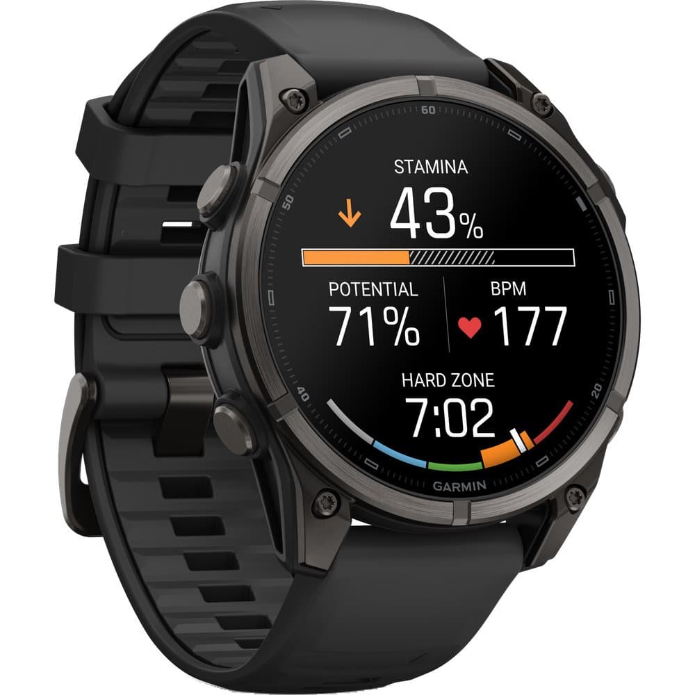 Fenix 9 47mm Dlc Smartwatch Carbon Gray Dlc Titanium With Black Silicone Band, view: 4