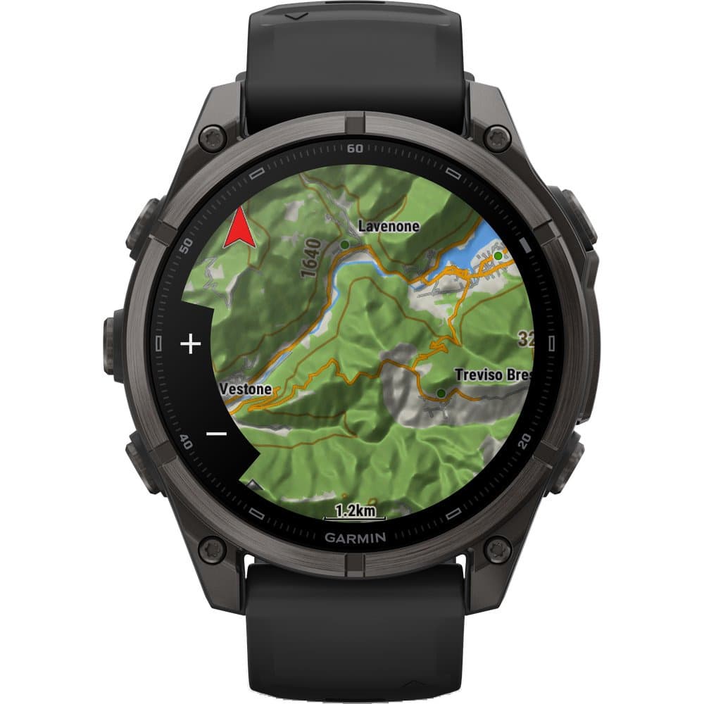 Fenix 9 47mm Dlc Smartwatch Carbon Gray Dlc Titanium With Black Silicone Band, view: 2