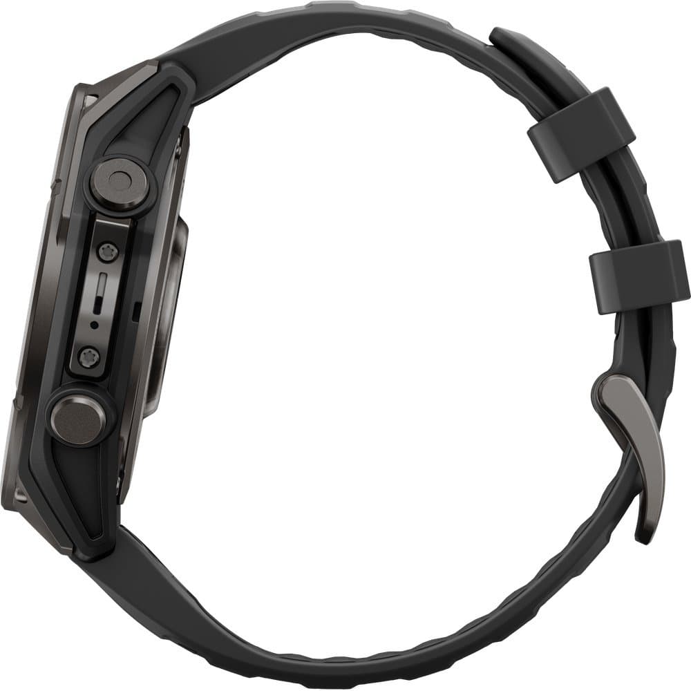Fenix 9 47mm Dlc Smartwatch Carbon Gray Dlc Titanium With Black Silicone Band, view: 6