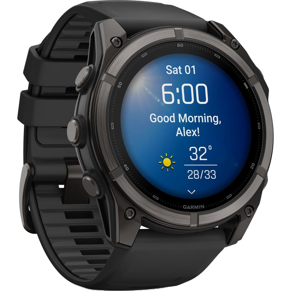 Fenix 9 51mm Dlc Smartwatch Carbon Gray Dlc Titanium With Black Silicone Band, view: 5