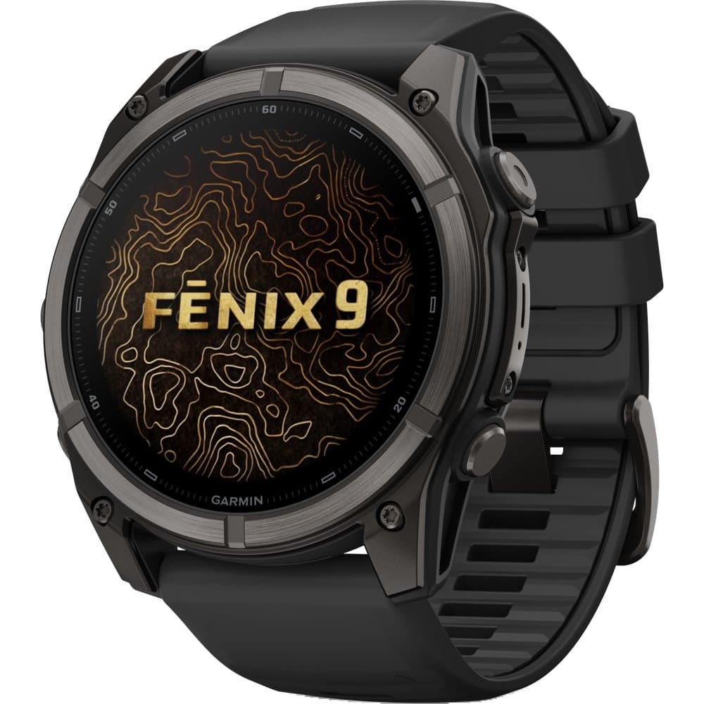 Fenix 9 51mm Dlc Smartwatch Carbon Gray Dlc Titanium With Black Silicone Band, view: 1