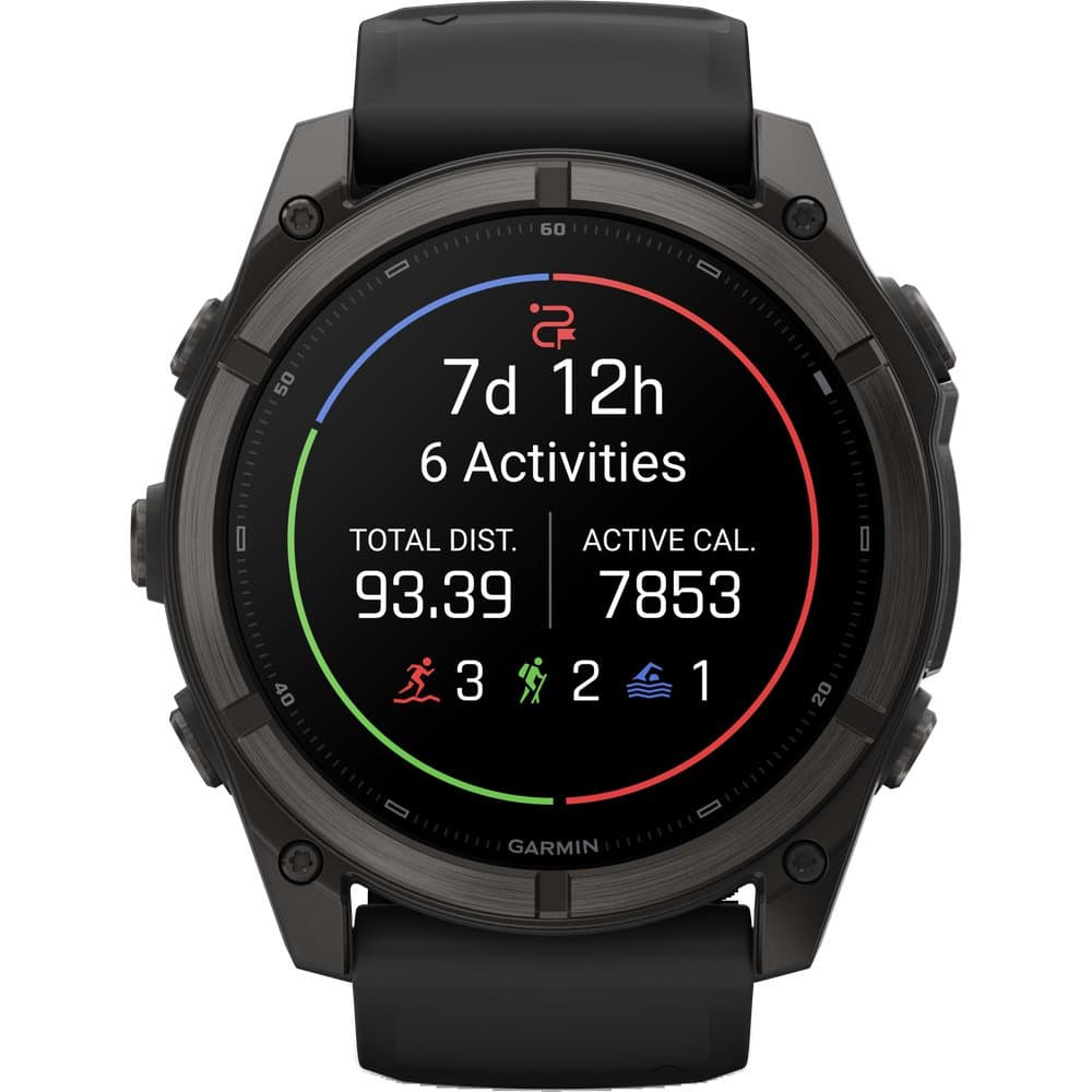 Fenix 9 51mm Dlc Smartwatch Carbon Gray Dlc Titanium With Black Silicone Band, view: 3