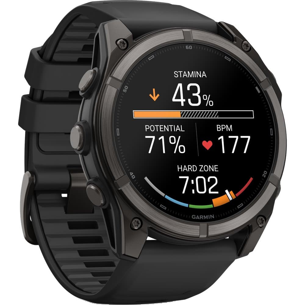 Fenix 9 51mm Dlc Smartwatch Carbon Gray Dlc Titanium With Black Silicone Band, view: 4