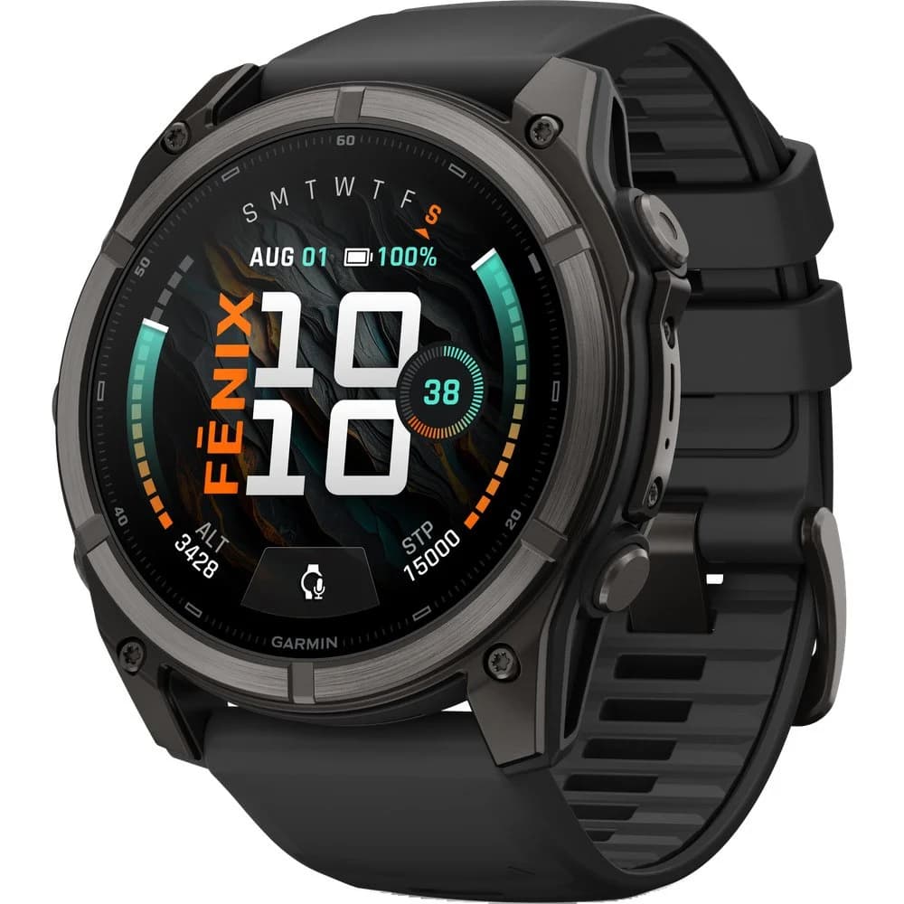 Fenix 9 51mm Dlc Smartwatch Carbon Gray Dlc Titanium With Black Silicone Band, view: 0