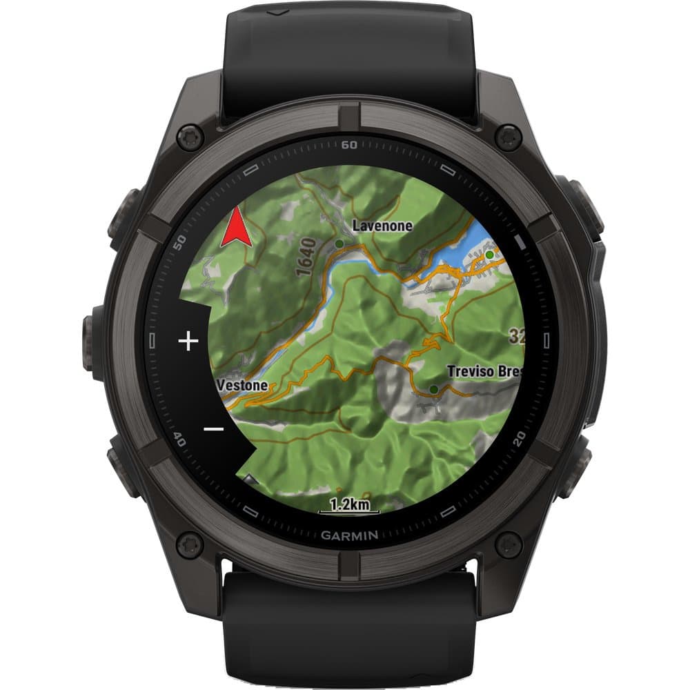 Fenix 9 51mm Dlc Smartwatch Carbon Gray Dlc Titanium With Black Silicone Band, view: 2