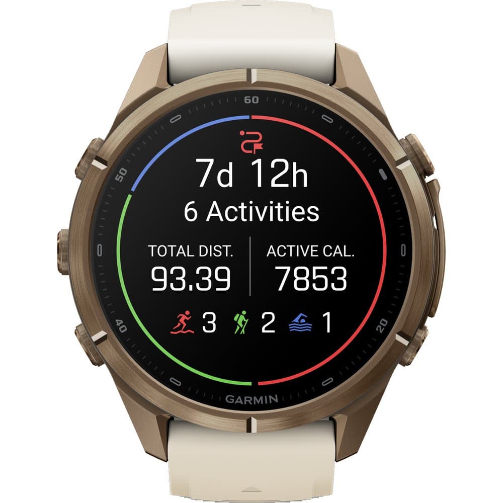 Fenix 9 Pro 43mm Ti Smartwatch Autumn Gold Titanium With Cream/French Gray Silicone Band, view: 3