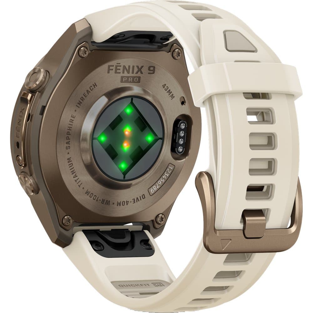 Fenix 9 Pro 43mm Ti Smartwatch Autumn Gold Titanium With Cream/French Gray Silicone Band, view: 7