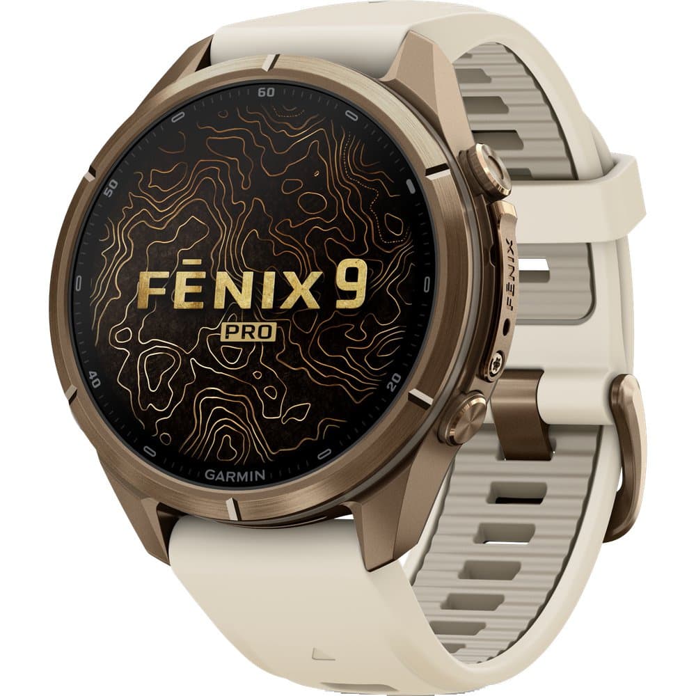 Fenix 9 Pro 43mm Ti Smartwatch Autumn Gold Titanium With Cream/French Gray Silicone Band, view: 1