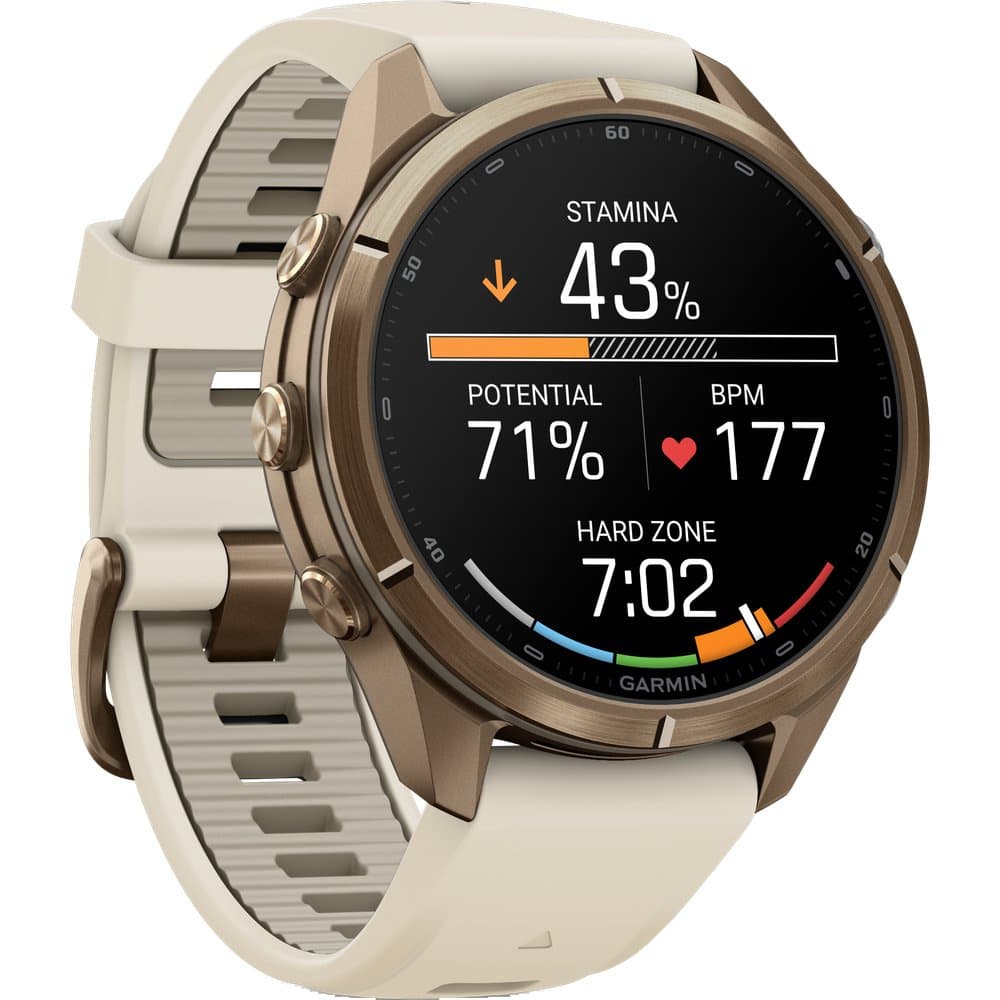 Fenix 9 Pro 43mm Ti Smartwatch Autumn Gold Titanium With Cream/French Gray Silicone Band, view: 4