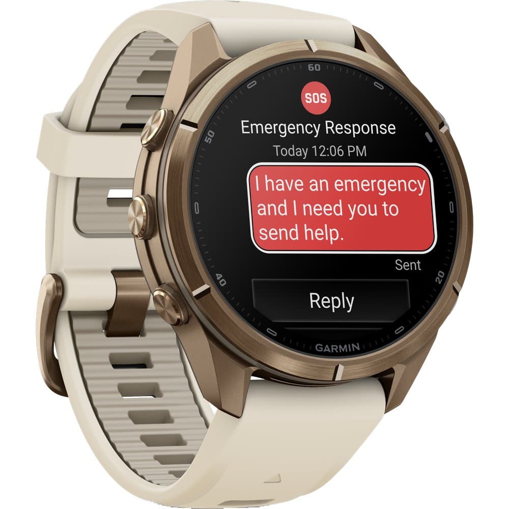 Fenix 9 Pro 43mm Ti Smartwatch Autumn Gold Titanium With Cream/French Gray Silicone Band, view: 5