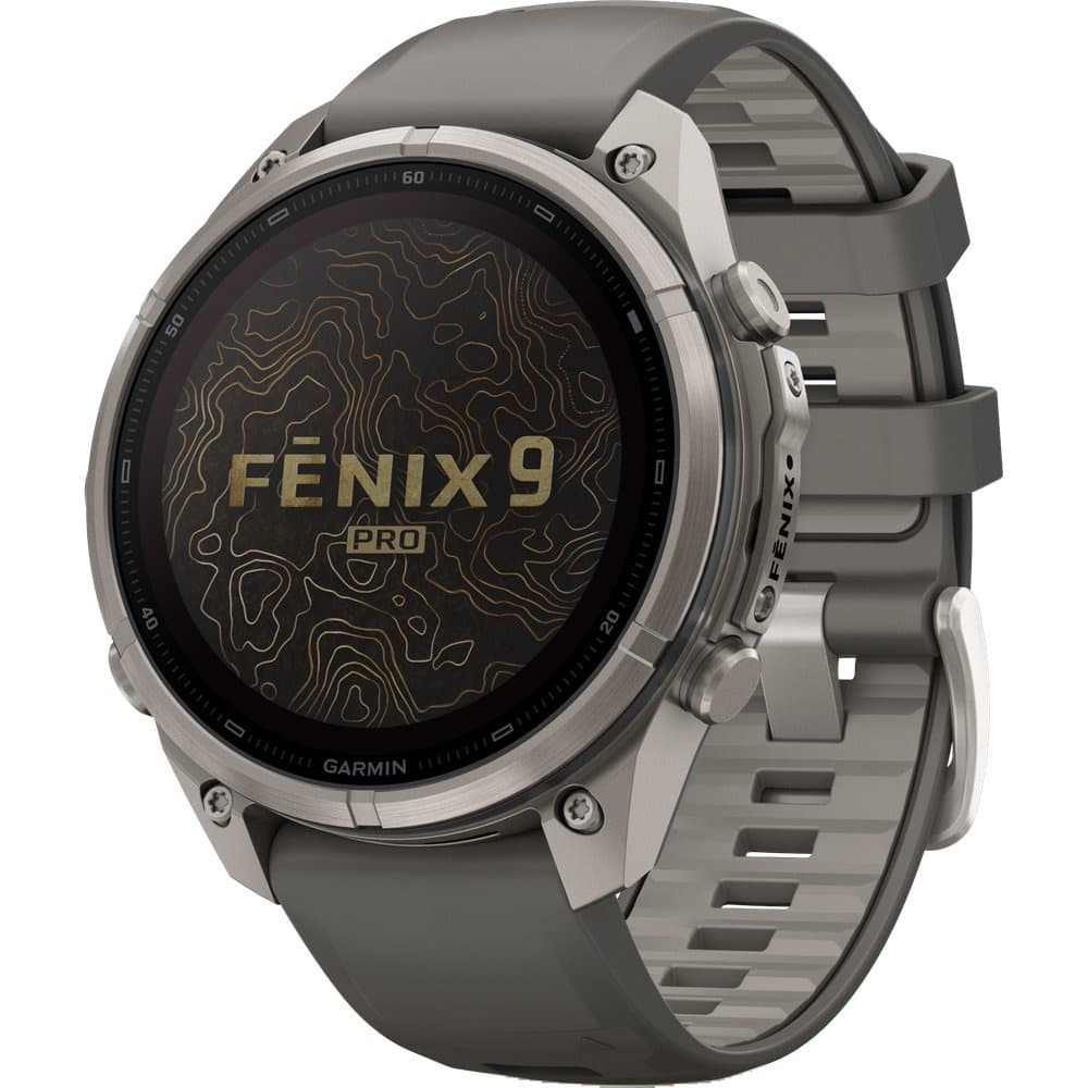 Fenix 9 Pro Inreach 47mm Solar Ti Smartwatch Titanium With Pebble Gray/Silver Gray Silicone Band, view: 1