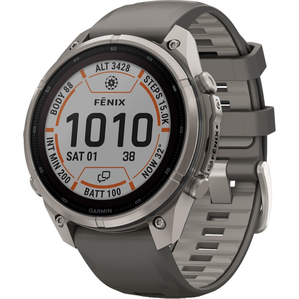 Fenix 9 Pro Inreach 47mm Solar Ti Smartwatch Titanium With Pebble Gray/Silver Gray Silicone Band, view: 0