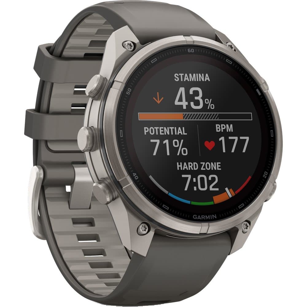 Fenix 9 Pro Inreach 47mm Solar Ti Smartwatch Titanium With Pebble Gray/Silver Gray Silicone Band, view: 4