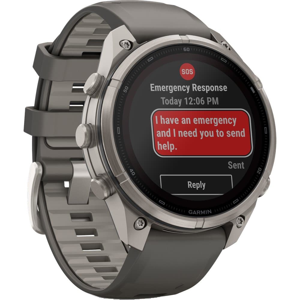 Fenix 9 Pro Inreach 47mm Solar Ti Smartwatch Titanium With Pebble Gray/Silver Gray Silicone Band, view: 5