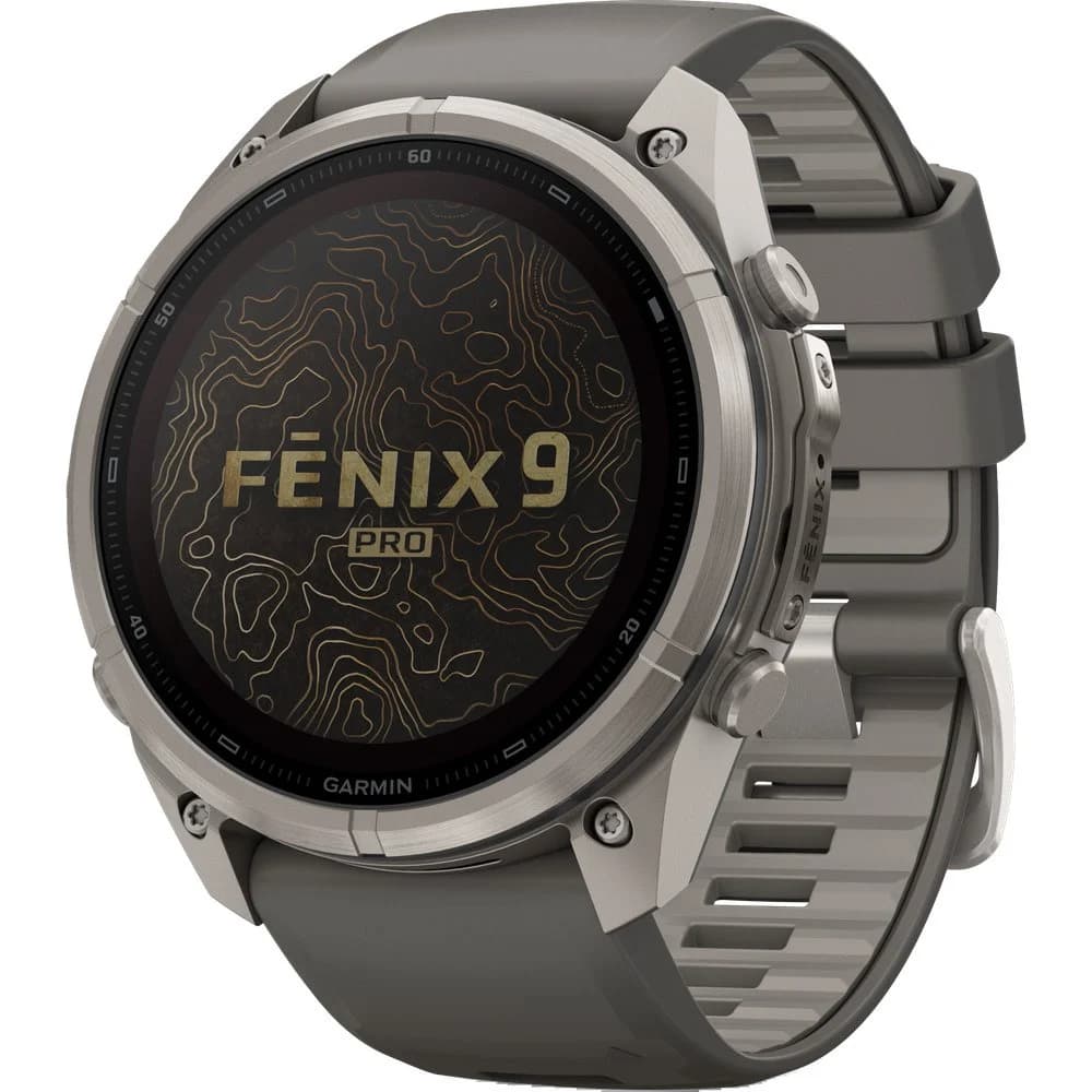 Fenix 9 Pro Inreach 51mm Solar Ti Smartwatch Titanium With Pebble Gray/Silver Gray Silicone Band, view: 1