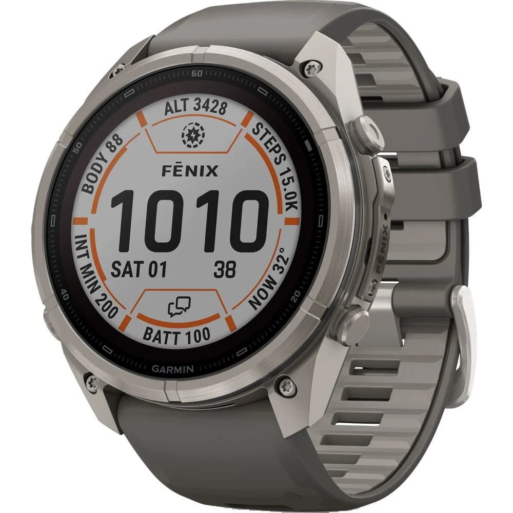 Fenix 9 Pro Inreach 51mm Solar Ti Smartwatch Titanium With Pebble Gray/Silver Gray Silicone Band, view: 0