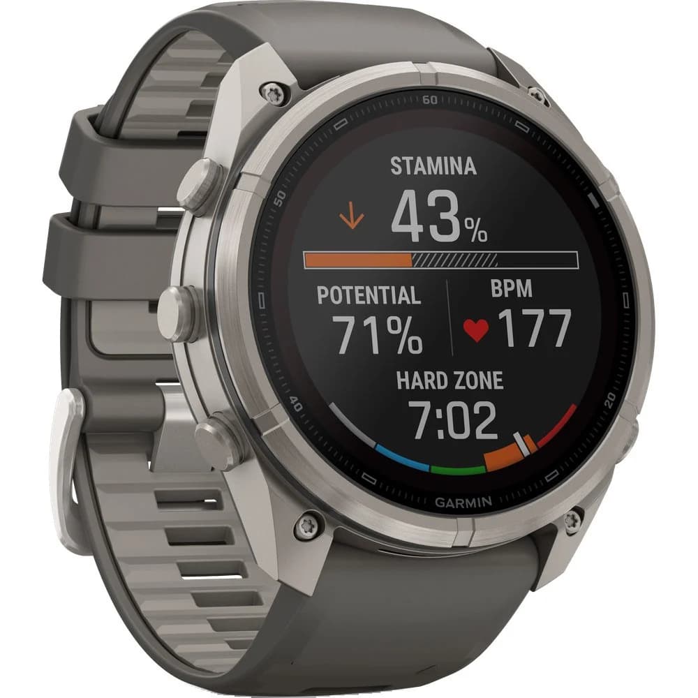 Fenix 9 Pro Inreach 51mm Solar Ti Smartwatch Titanium With Pebble Gray/Silver Gray Silicone Band, view: 6