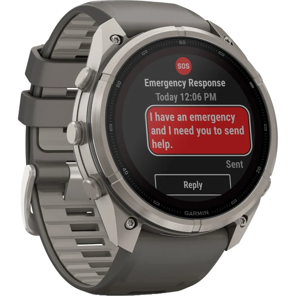Fenix 9 Pro Inreach 51mm Solar Ti Smartwatch Titanium With Pebble Gray/Silver Gray Silicone Band, view: 7