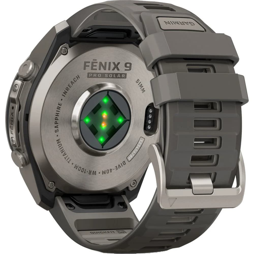 Fenix 9 Pro Inreach 51mm Solar Ti Smartwatch Titanium With Pebble Gray/Silver Gray Silicone Band, view: 9