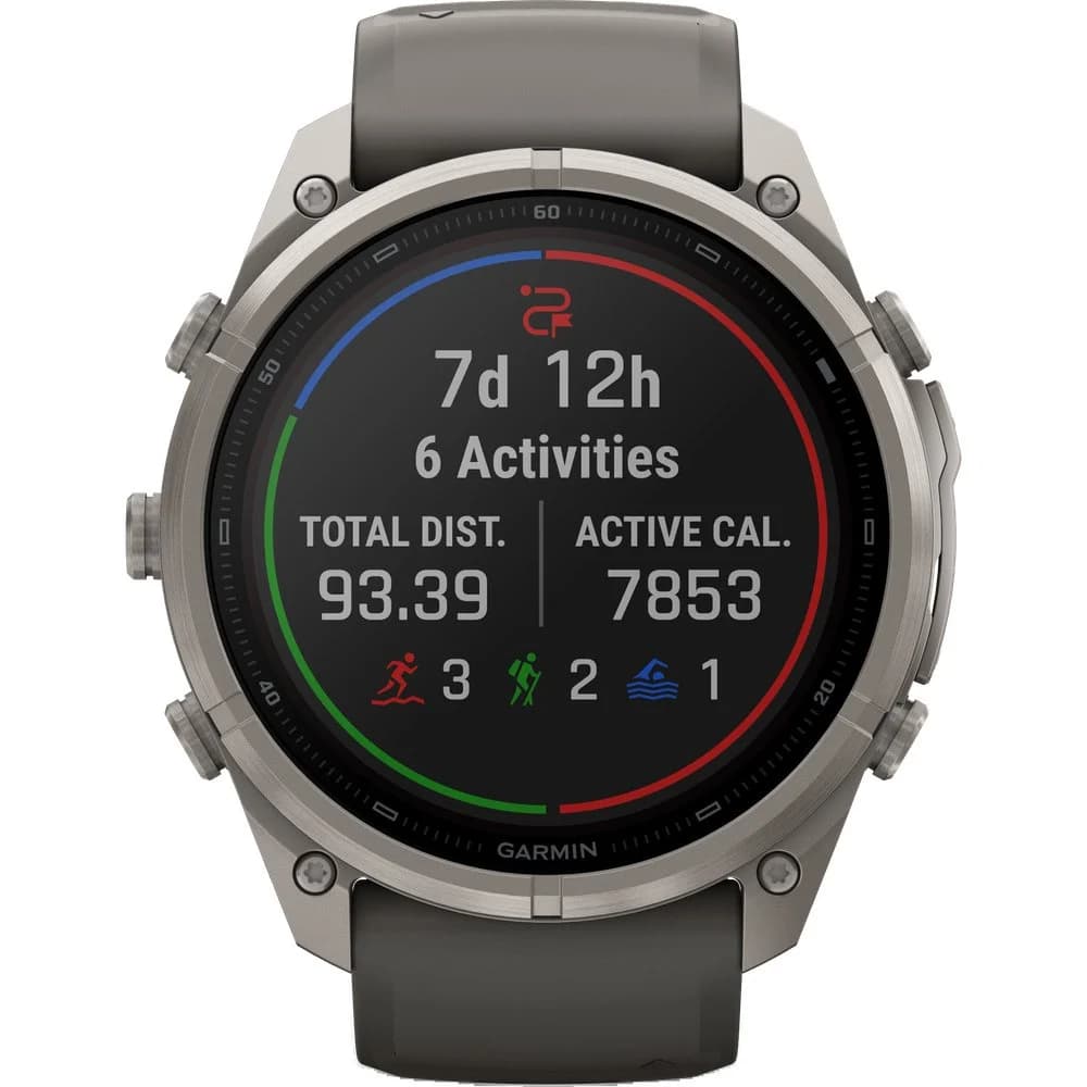 Fenix 9 Pro Inreach 51mm Solar Ti Smartwatch Titanium With Pebble Gray/Silver Gray Silicone Band, view: 4
