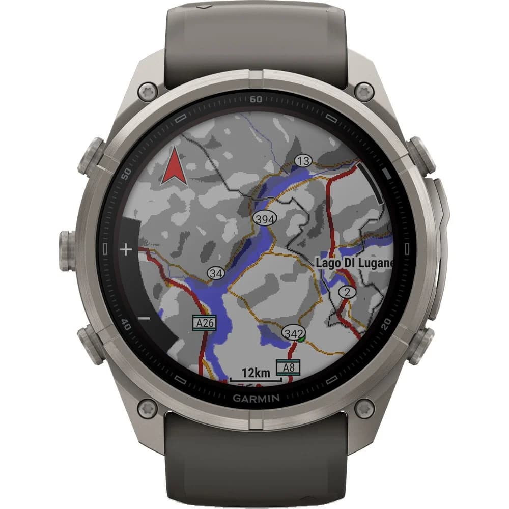 Fenix 9 Pro Inreach 51mm Solar Ti Smartwatch Titanium With Pebble Gray/Silver Gray Silicone Band, view: 5