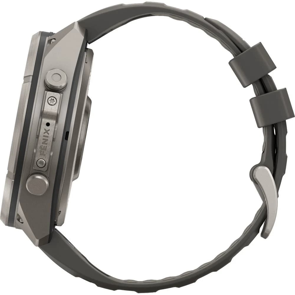 Fenix 9 Pro Inreach 51mm Solar Ti Smartwatch Titanium With Pebble Gray/Silver Gray Silicone Band, view: 8