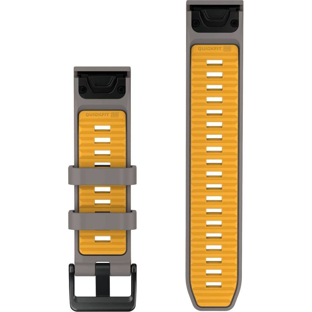 Quickfit 22 Watch Band Silver Gray/Yellow Flare Silicone, view: 1