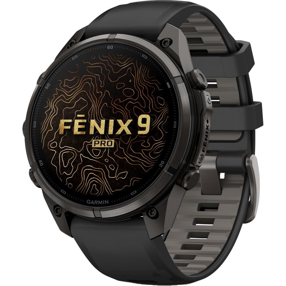 Fenix 9 Pro Inreach 47mm Dlc Smartwatch Carbon Gray Dlc Titanium With Black/Pebble Gray Silicone Band, view: 1
