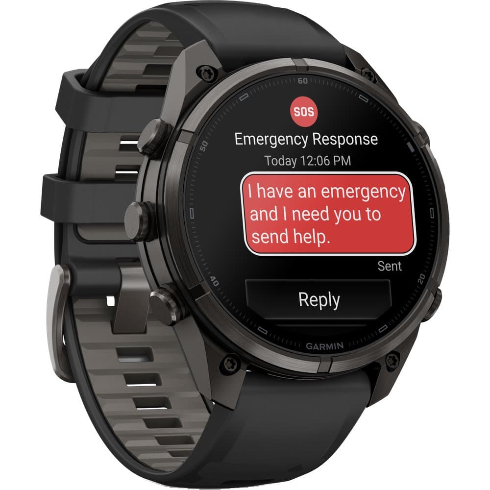 Fenix 9 Pro Inreach 47mm Dlc Smartwatch Carbon Gray Dlc Titanium With Black/Pebble Gray Silicone Band, view: 5
