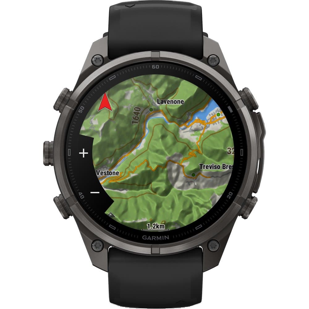 Fenix 9 Pro Inreach 47mm Dlc Smartwatch Carbon Gray Dlc Titanium With Black/Pebble Gray Silicone Band, view: 2