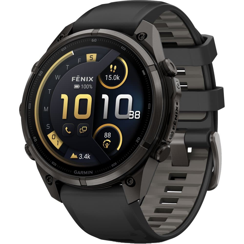 Fenix 9 Pro Inreach 47mm Dlc Smartwatch Carbon Gray Dlc Titanium With Black/Pebble Gray Silicone Band, view: 0