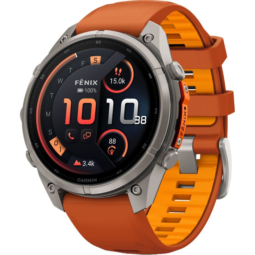 Fenix 9 Pro Inreach 47mm Ti Smartwatch Titanium With Autumn Orange/Spark Orange Silicone Band, view: 7