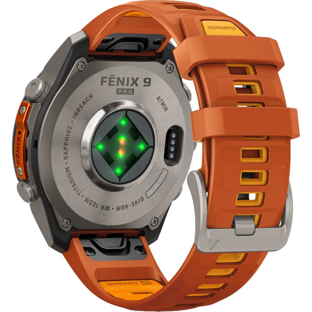 Fenix 9 Pro Inreach 47mm Ti Smartwatch Titanium With Autumn Orange/Spark Orange Silicone Band, view: 6