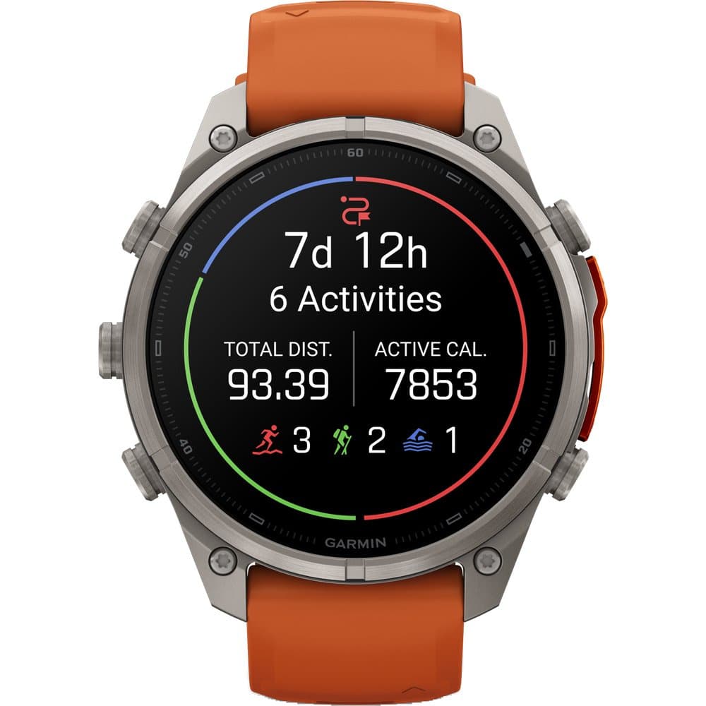 Fenix 9 Pro Inreach 47mm Ti Smartwatch Titanium With Autumn Orange/Spark Orange Silicone Band, view: 2