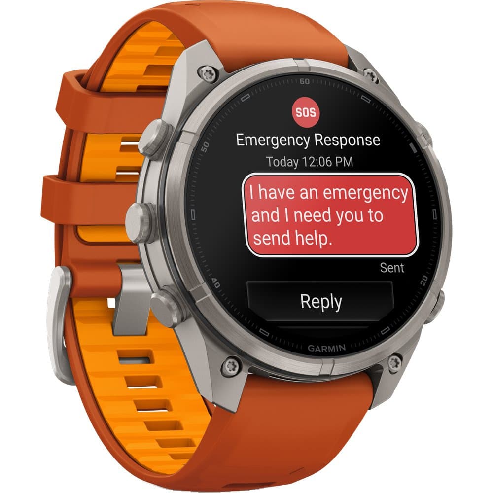 Fenix 9 Pro Inreach 47mm Ti Smartwatch Titanium With Autumn Orange/Spark Orange Silicone Band, view: 4