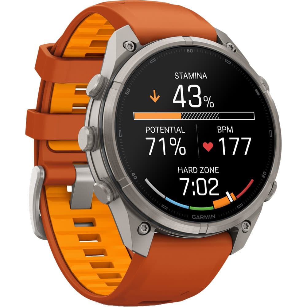 Fenix 9 Pro Inreach 47mm Ti Smartwatch Titanium With Autumn Orange/Spark Orange Silicone Band, view: 3