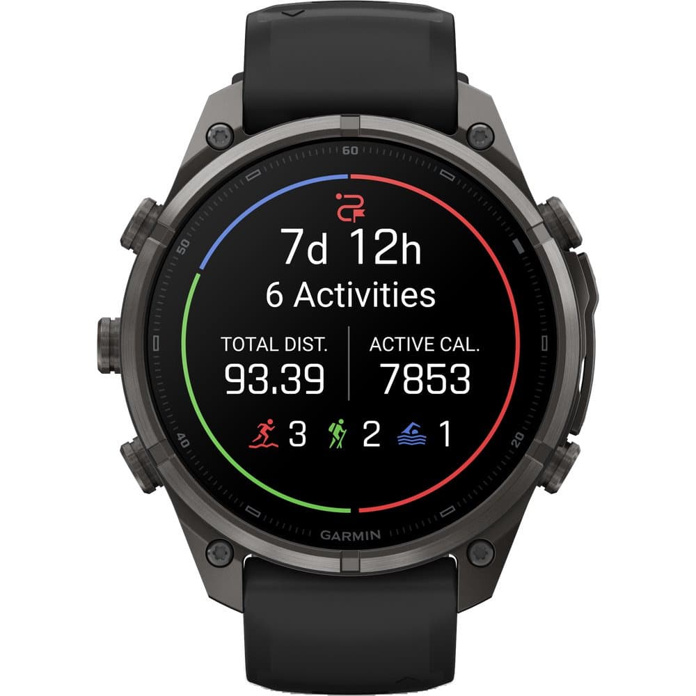 Fenix 9 Pro 47mm Dlc Smartwatch Carbon Gray Dlc Titanium With Black/Pebble Gray Silicone Band, view: 3
