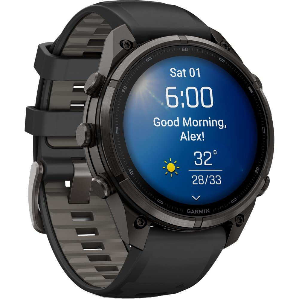 Fenix 9 Pro 47mm Dlc Smartwatch Carbon Gray Dlc Titanium With Black/Pebble Gray Silicone Band, view: 5