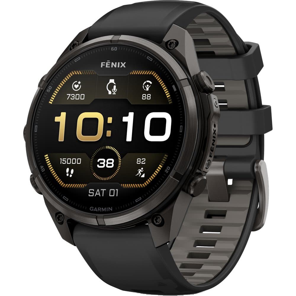 Fenix 9 Pro 47mm Dlc Smartwatch Carbon Gray Dlc Titanium With Black/Pebble Gray Silicone Band, view: 0