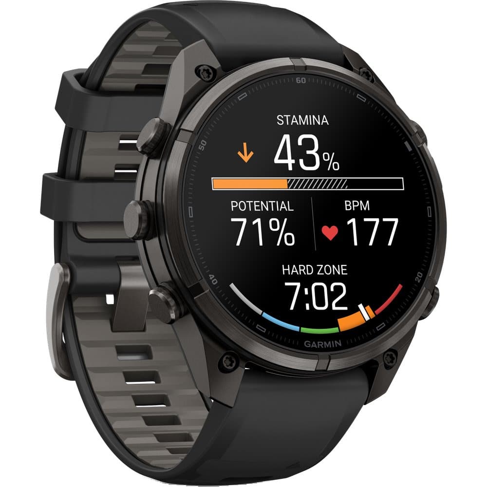 Fenix 9 Pro 47mm Dlc Smartwatch Carbon Gray Dlc Titanium With Black/Pebble Gray Silicone Band, view: 4