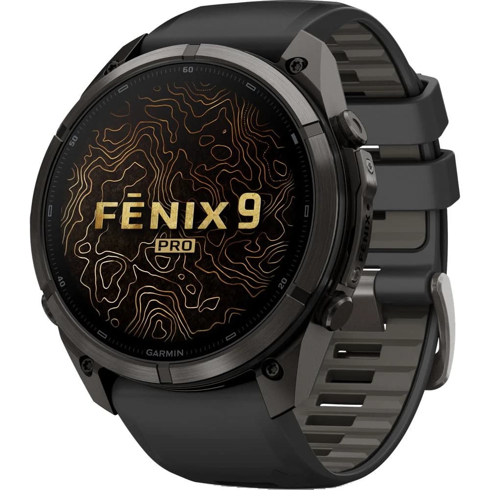 Fenix 9 Pro 51Mm Dlc Smartwatch Carbon Gray Dlc Titanium With Black/Pebble Gray Silicone Band, view: 1