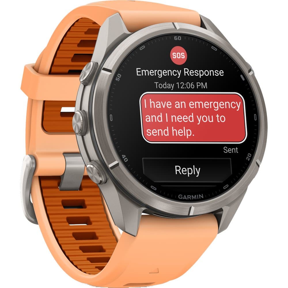 Fenix 9 Pro Inreach 43Mm Ti Smartwatch Titanium With Shell Pink/Autumn Orange Silicone Band, view: 5