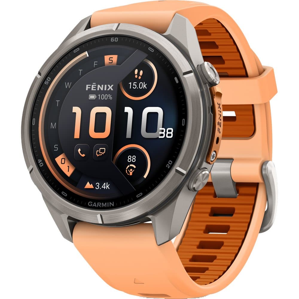 Fenix 9 Pro Inreach 43Mm Ti Smartwatch Titanium With Shell Pink/Autumn Orange Silicone Band, view: 0